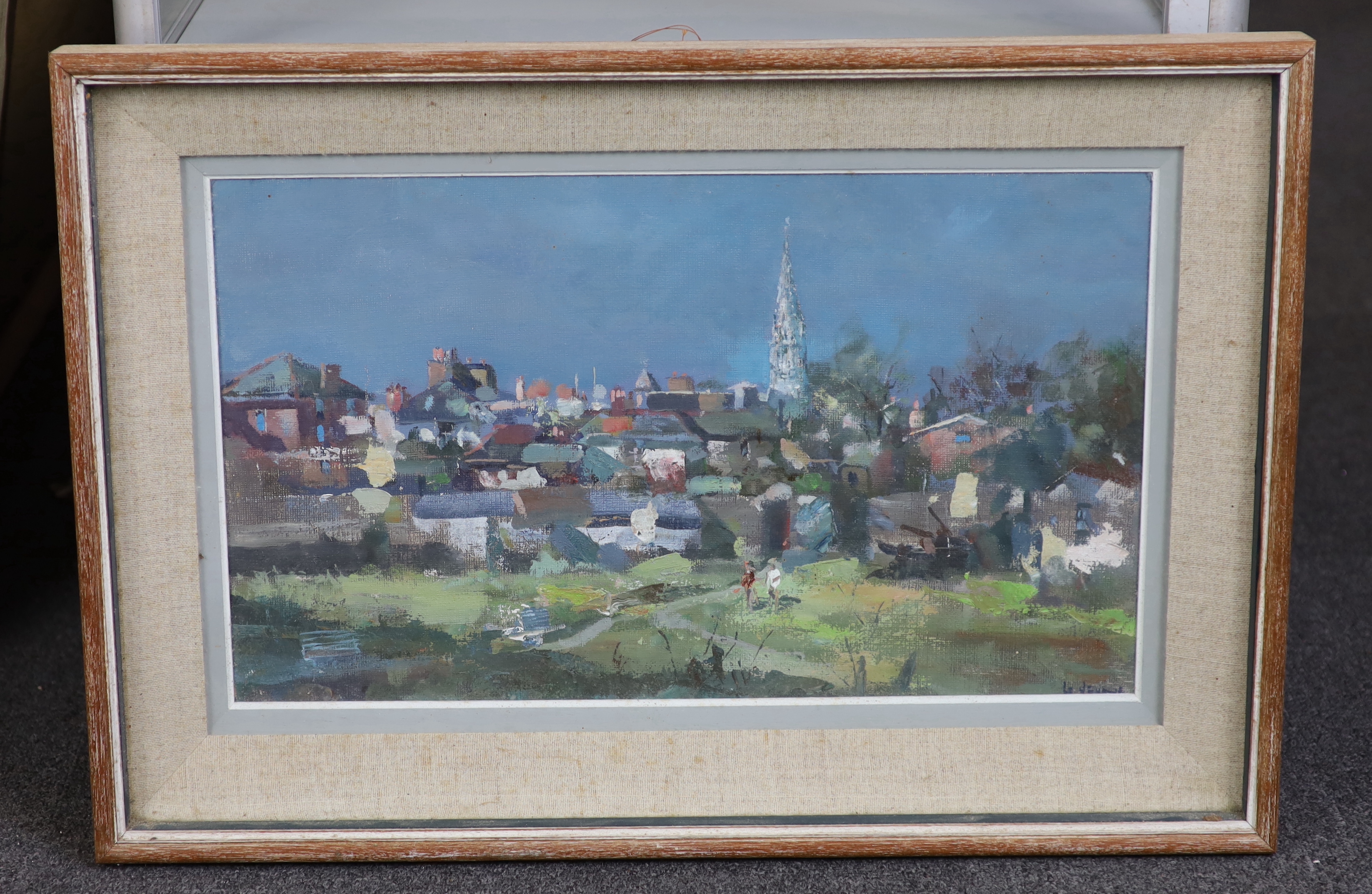 James George Le Jeune RHA (1910-1983), 'Town in Wexford', oil on board, 28 x 50cm